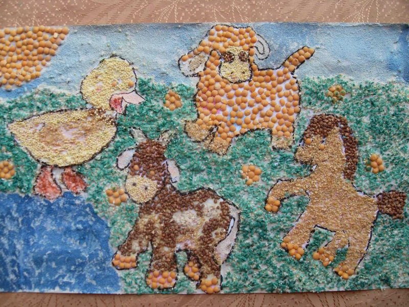 Мозаика из крупы для детей