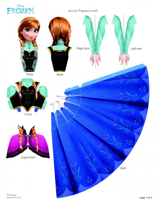 Бумажные куклы принцессы Диснея Анна