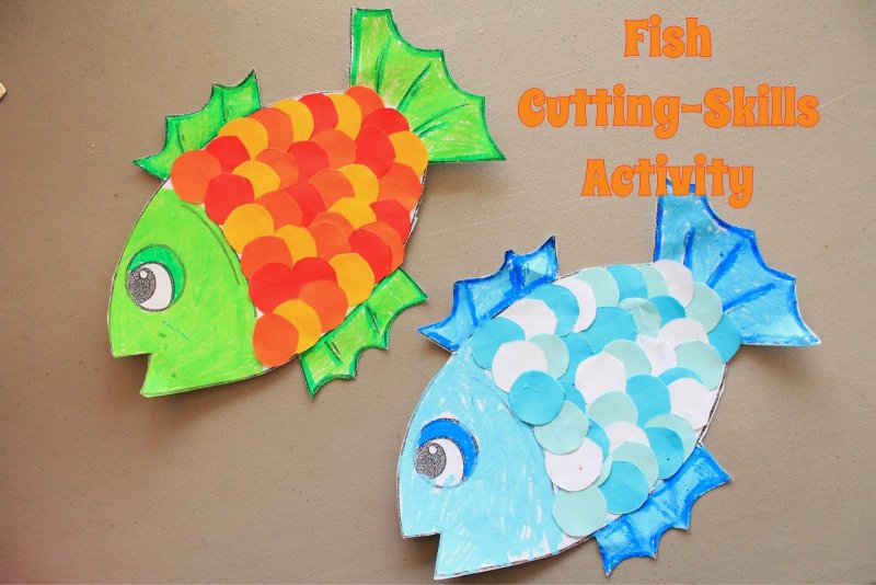 Поделка рыбка из цветной бумаги