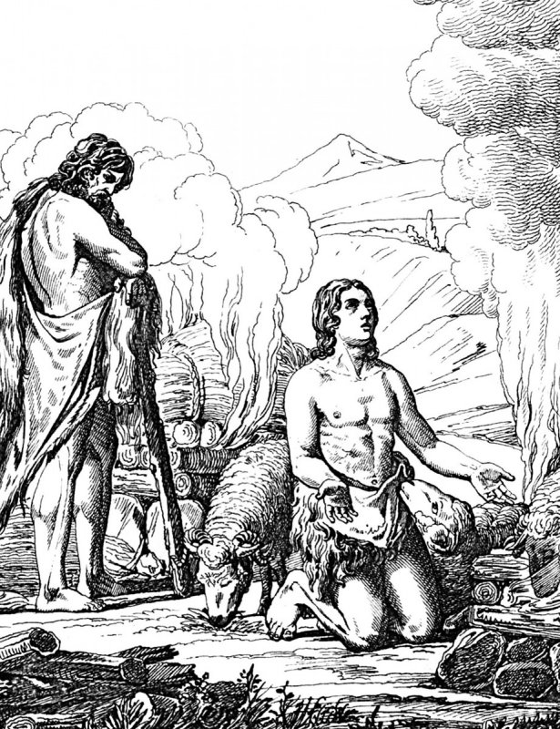 Каин и Авель у жертвенника