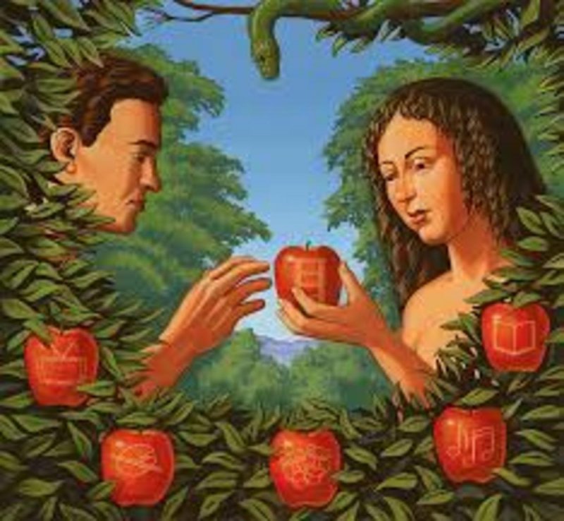 Адам и ева в Эдемском саду для детей