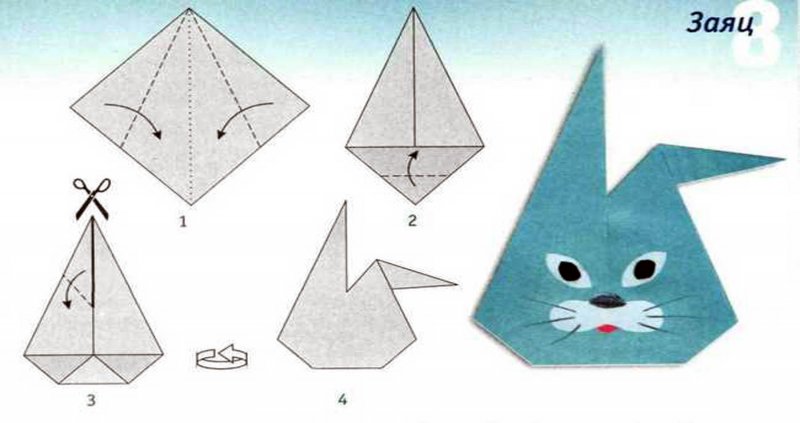 Оригами заяц пошаговая инструкция для детей