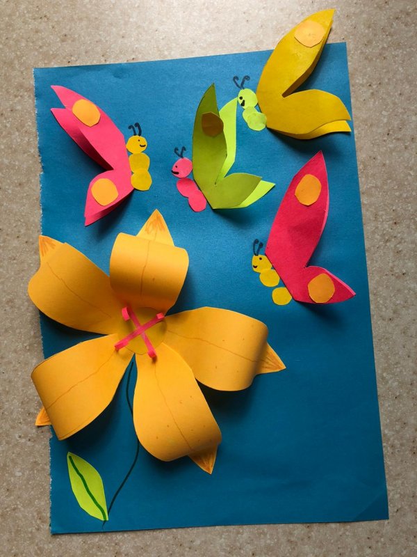 Поделка бабочка из цветной бумаги для детей