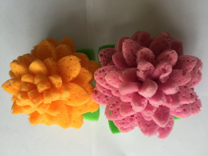 Цветы из губки для мытья посуды