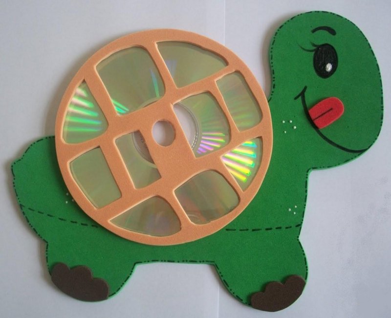 Поделка черепаха из диска