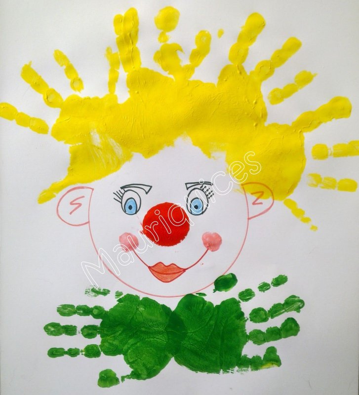 Рисование клоуна ладошкой с детьми