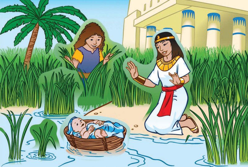 Детская Библия младенец Моисей в корзинке