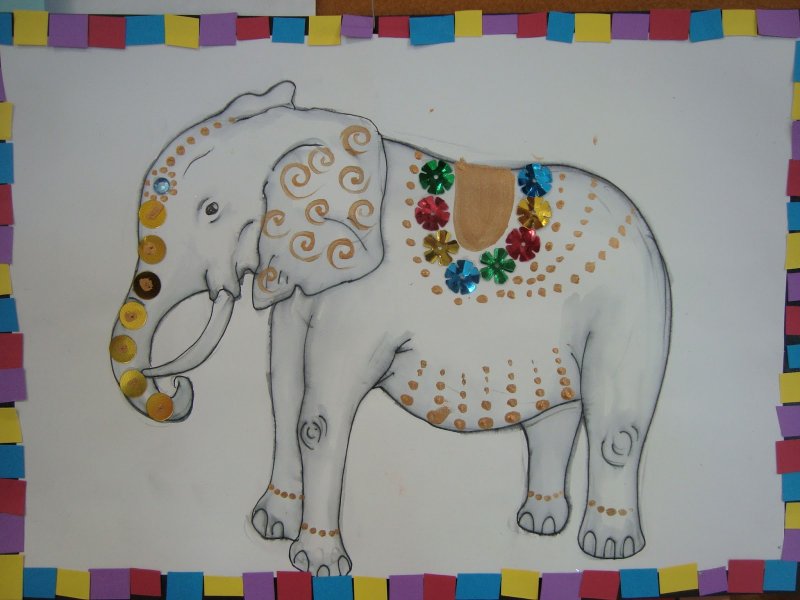 Индийский слон пластилинография