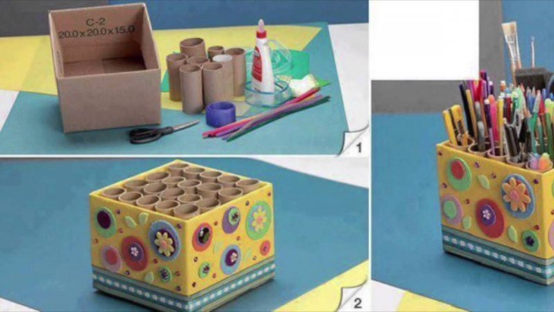 Органайзеры для карандашей из картонной коробки