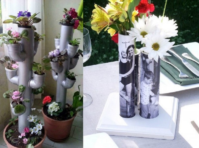 Подставка для цветов из пластиковых труб