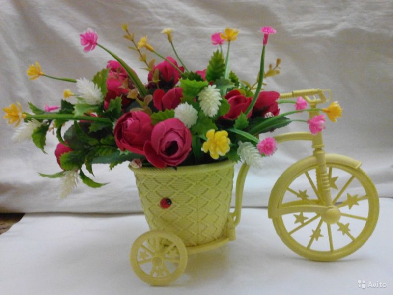 Поделка велосипед с цветами на 8 марта