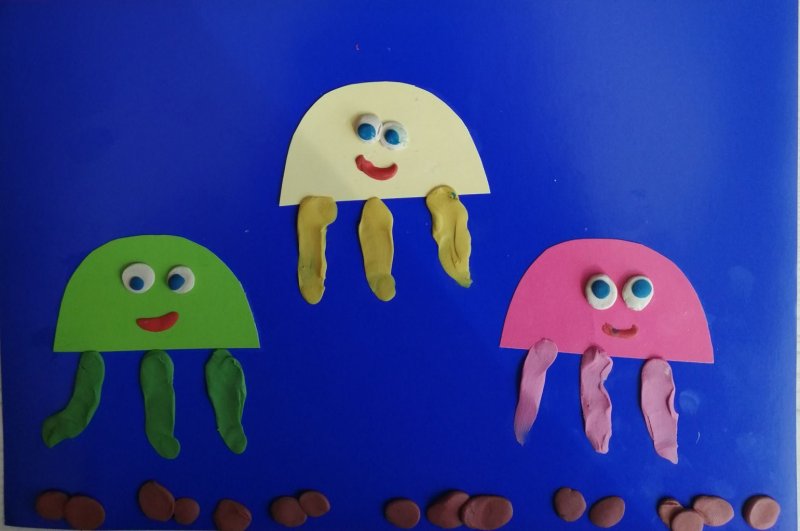 Аппликация медуза для детей