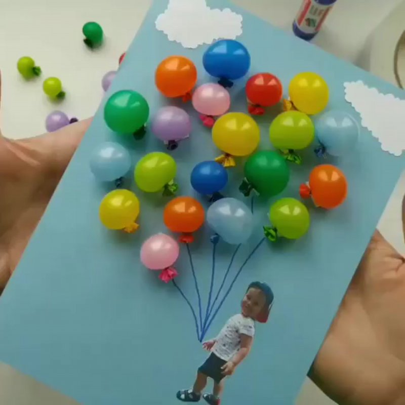 Открытка с воздушными шариками своими руками
