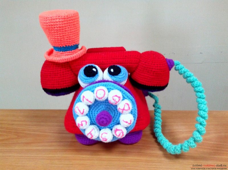 Телефон вязаный крючком игрушка