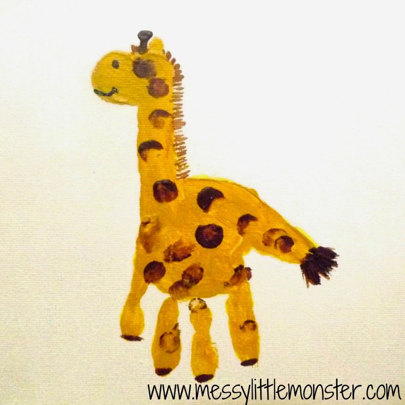 Жираф рисование ладошкой