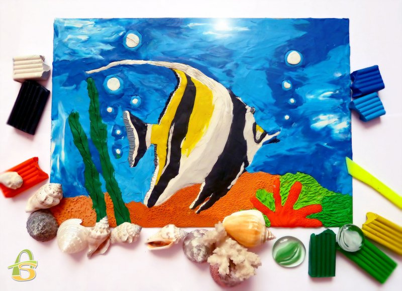Пластилиновая живопись для детей море