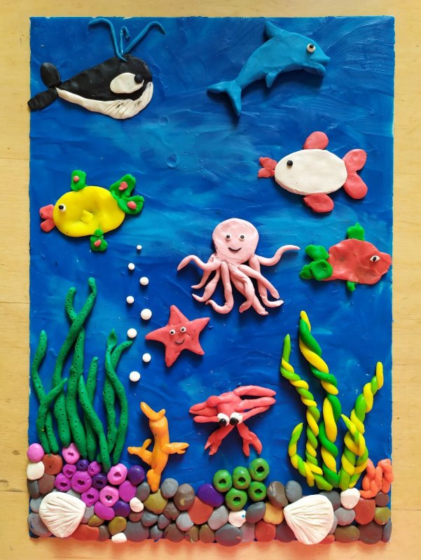 Пластилинография для детей Морское дно