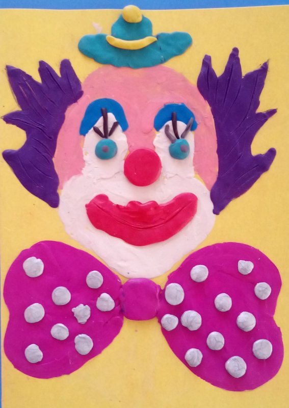 Пластилинография портрет веселый клоун