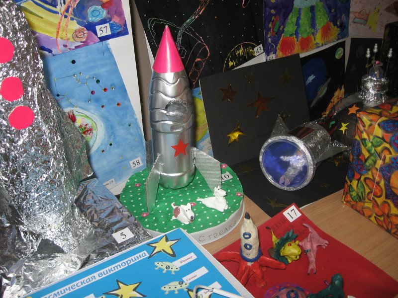 Ракета в космосе пластилинография