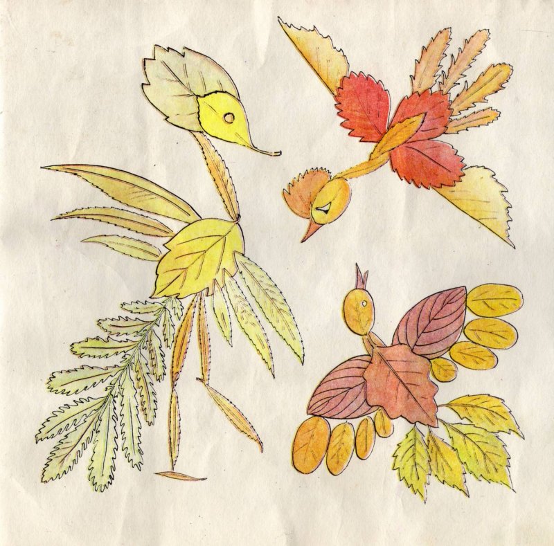 Жар птица из осенних листьев