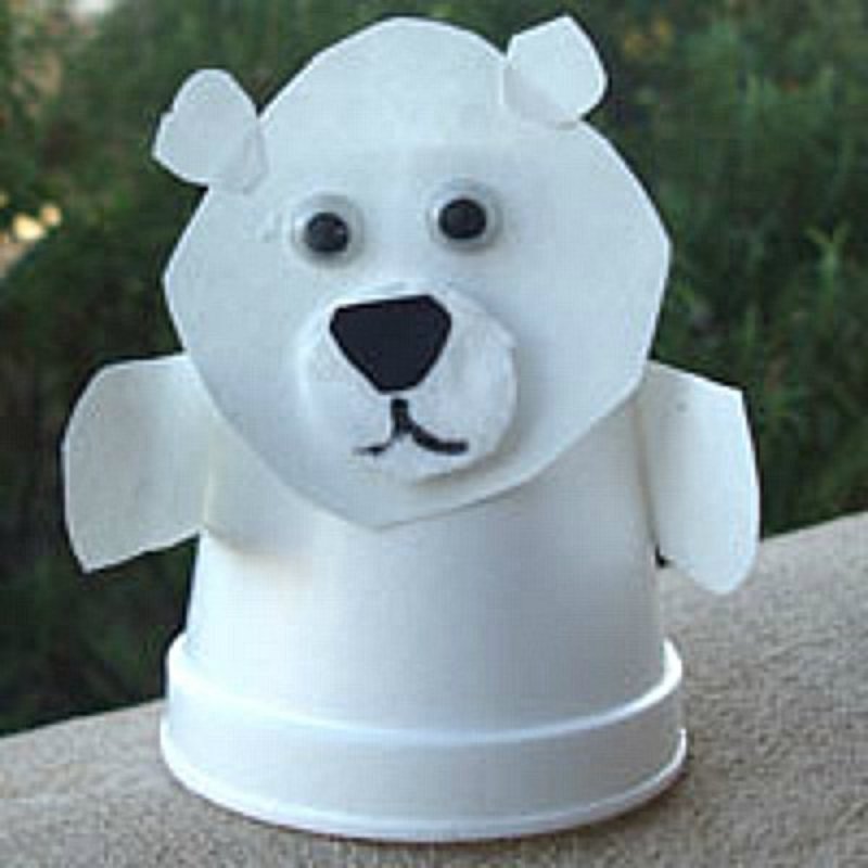 Поделка белый медведь из стаканчика