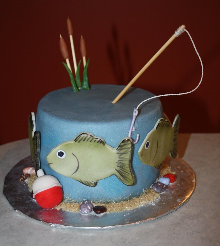 Украшение торта для рыбака