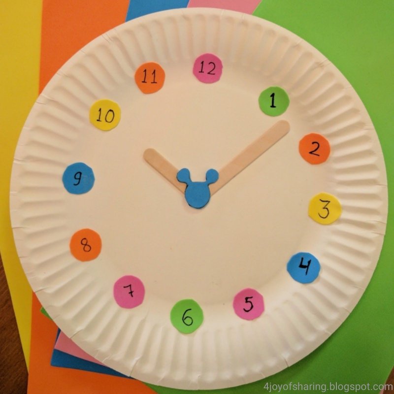 Часы из бумажной тарелки своими руками