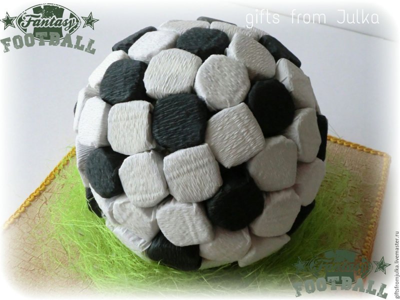 Футбольный мяч из конфет