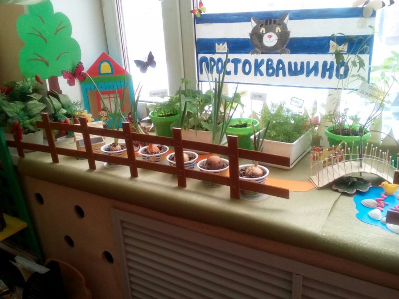 Огород на окне в детском саду Простоквашино