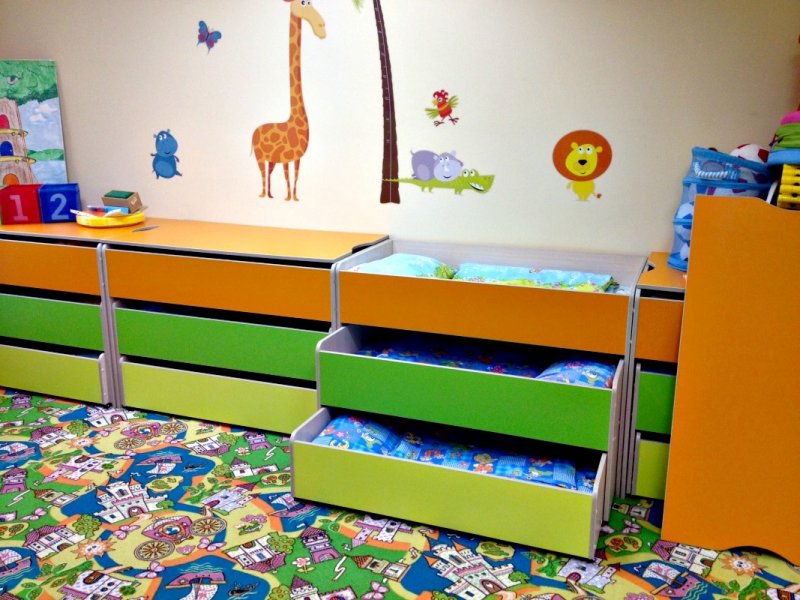 Кровать трехъярусная выкатная для детского сада 1232
