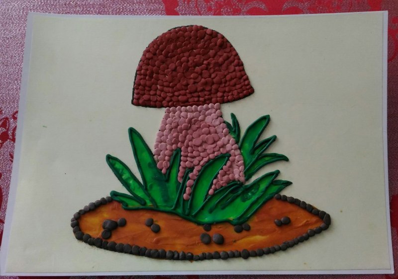 Пластилинография для детей грибы