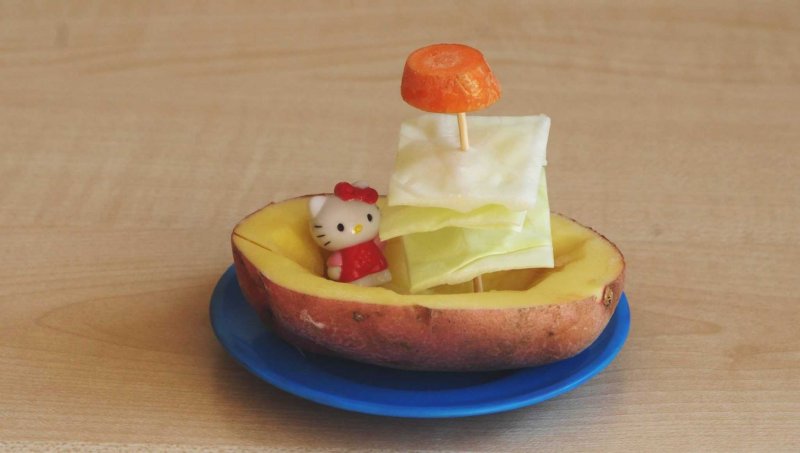 Кораблик из овощей для детского сада