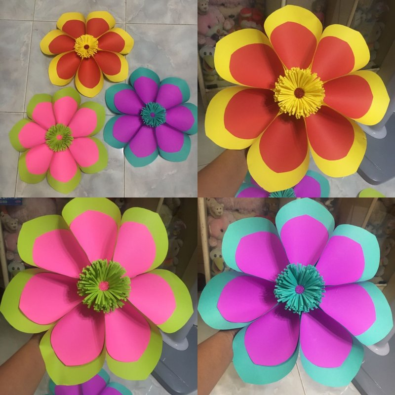 Красивые цветы из цветной бумаги