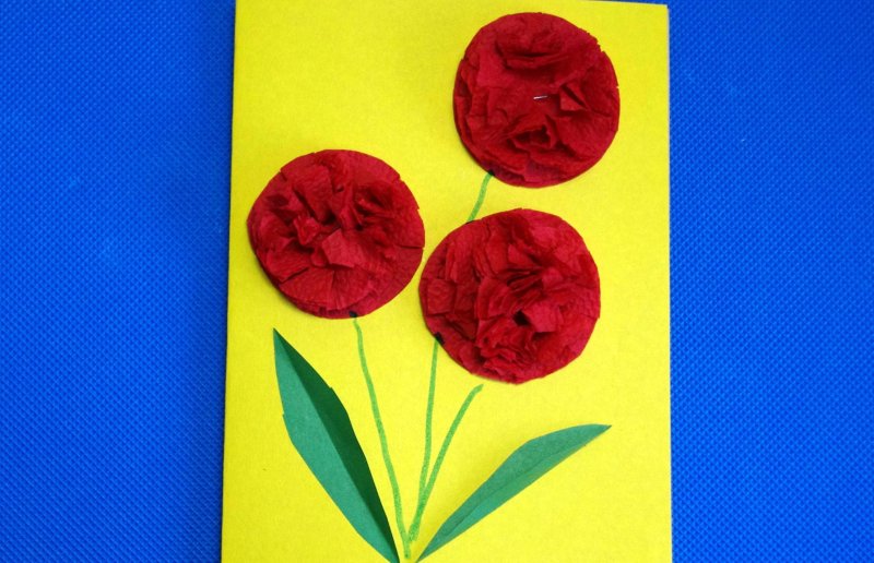 Аппликация из салфеток цветы