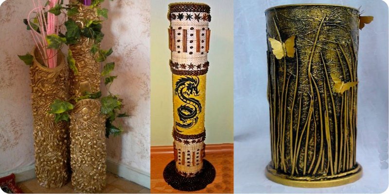 Декор вазы из картонной трубы