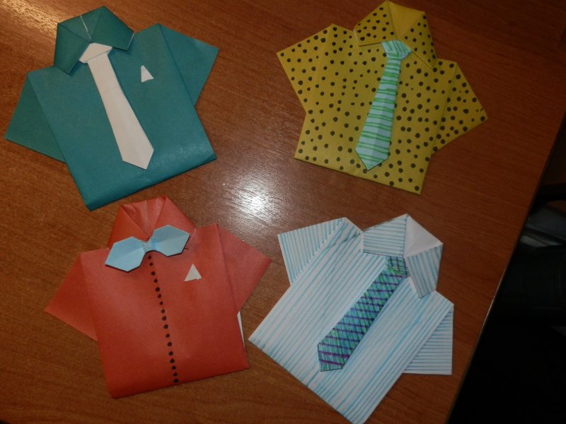Открытка рубашка с галстуком оригами