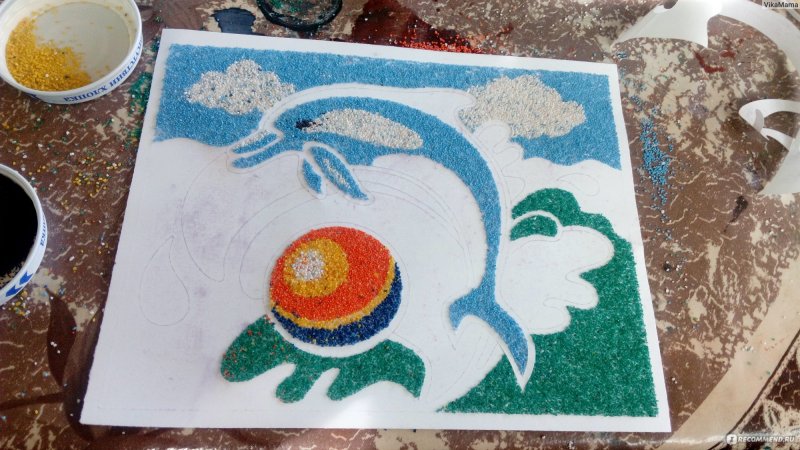 Фреска из песка с цветным фоном