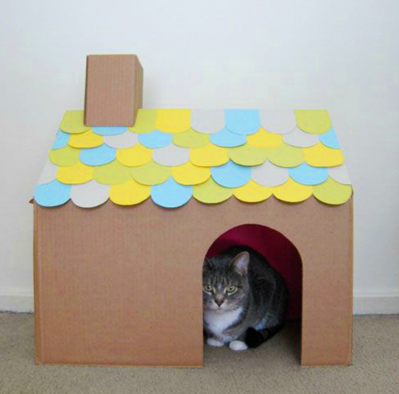 Кошкин дом из коробки