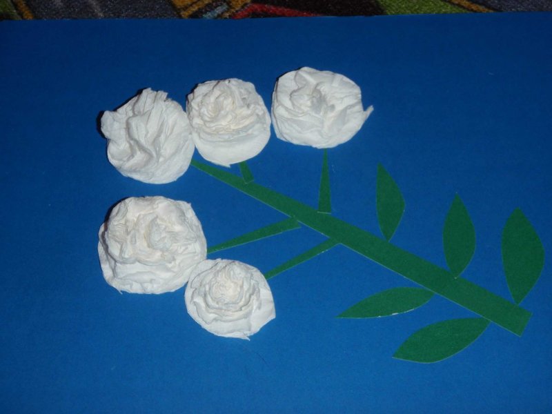 Аппликация цветы из салфеток для детей