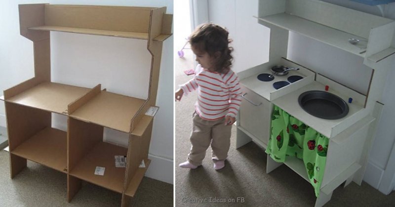 Кухонный гарнитур из коробок для ребенка