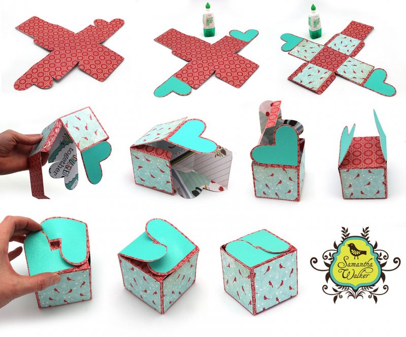 Оригами коробочка с крышкой для подарка из бумаги