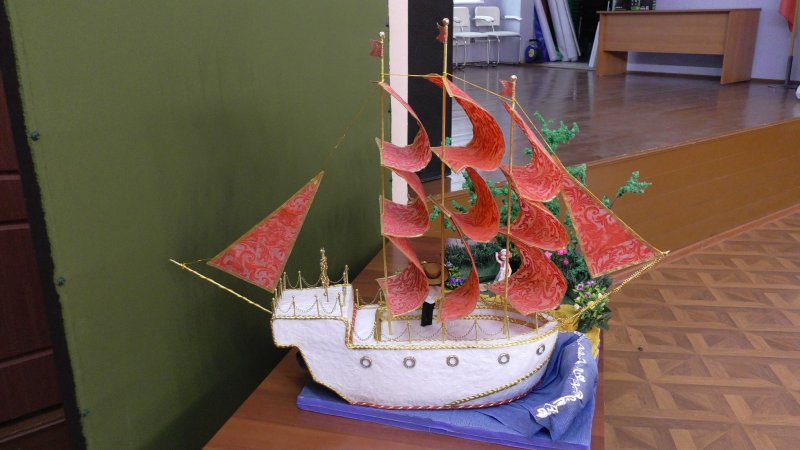 Картонный кораблик дракар викингов