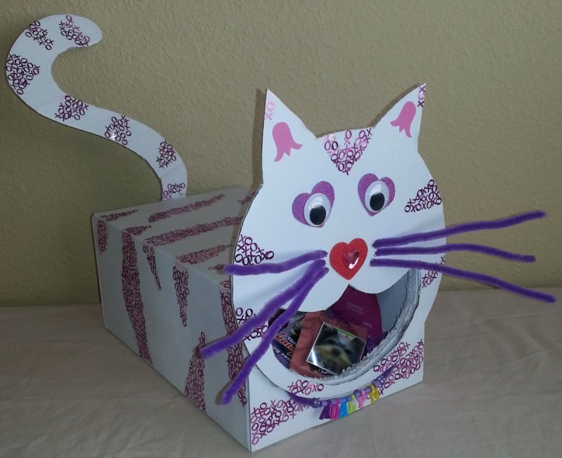 Поделка кошка из цветной бумаги