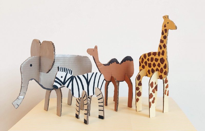 Фигурки животных из картона для детей
