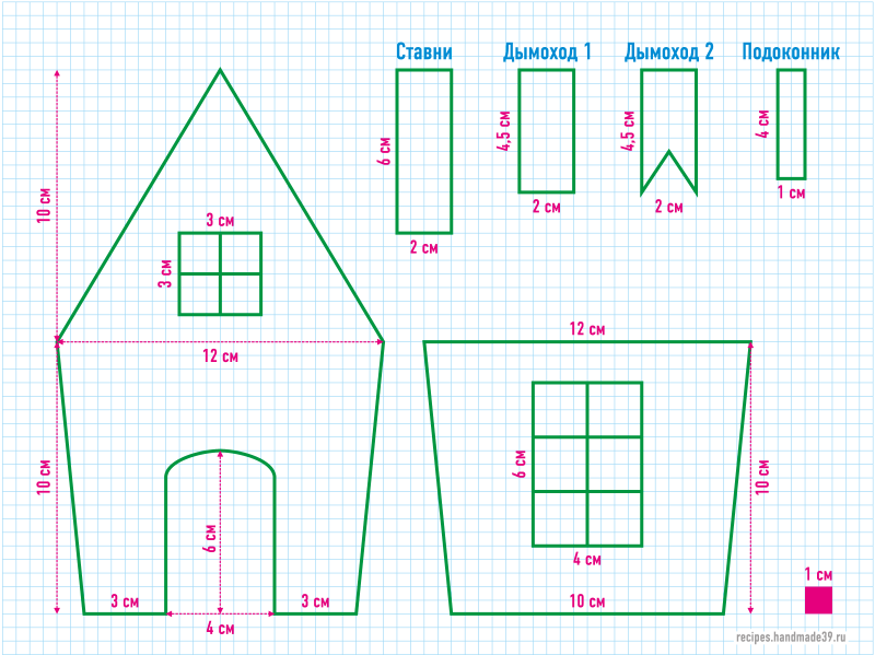 Схема сборки пряничного домика