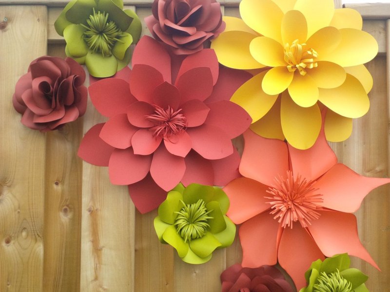 Разноцветные цветы из бумаги
