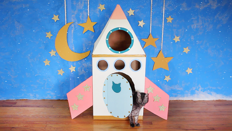 Картонный домик ракета для детей
