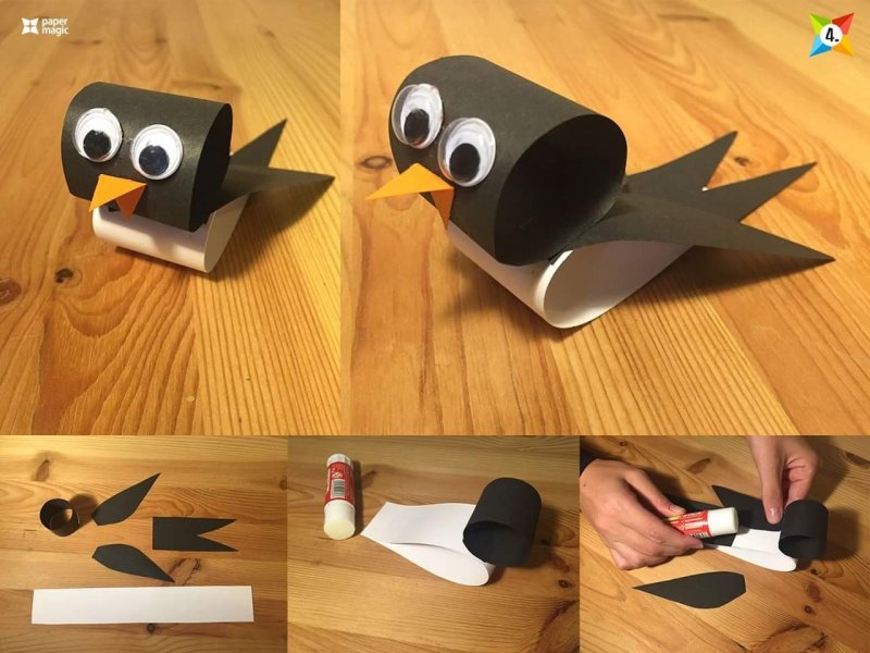 Поделка птичка из бумаги для детей