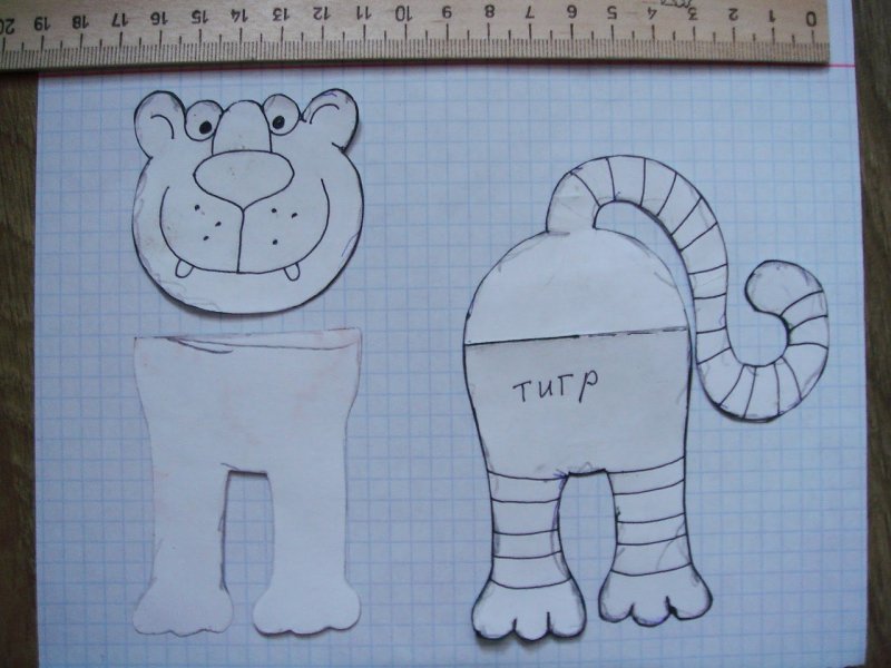 Тигр из втулки от туалетной бумаги шаблоны