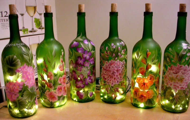Декорирование стеклянных бутылок